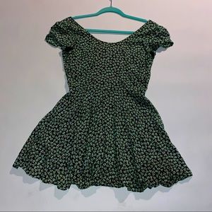 Green Floral Mini Skater Dress